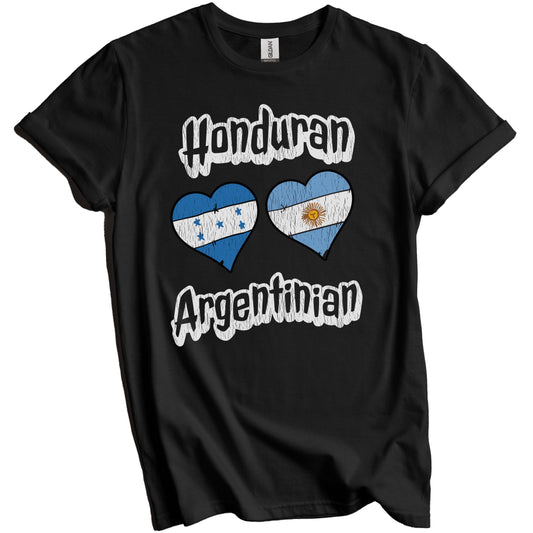 Honduran Argentinian Flag Heart Combo Honduras Argentina Distressed T-Shirt