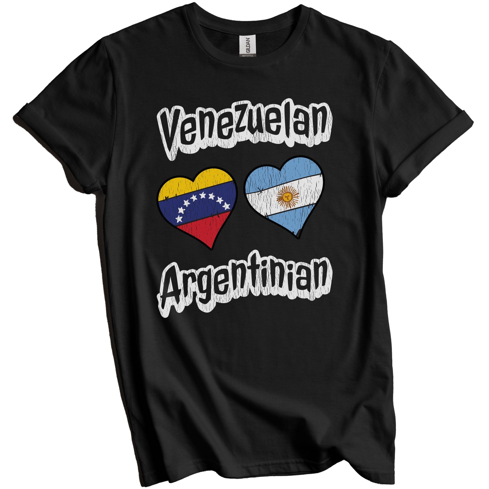 Venezuelan Argentinian Flag Heart Combo Venezuela Argentina Distressed T-Shirt