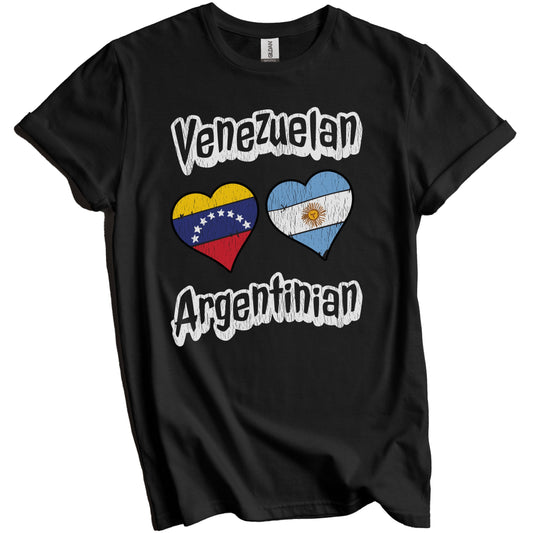 Venezuelan Argentinian Flag Heart Combo Venezuela Argentina Distressed T-Shirt