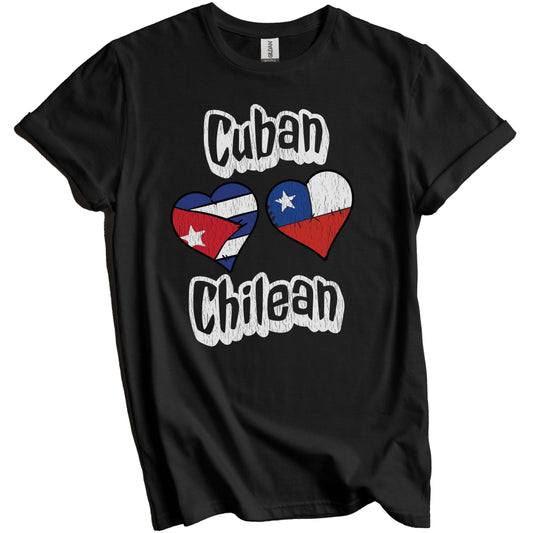 Cuban Chilean Flag Heart Combo Cuba Chile Distressed T-Shirt