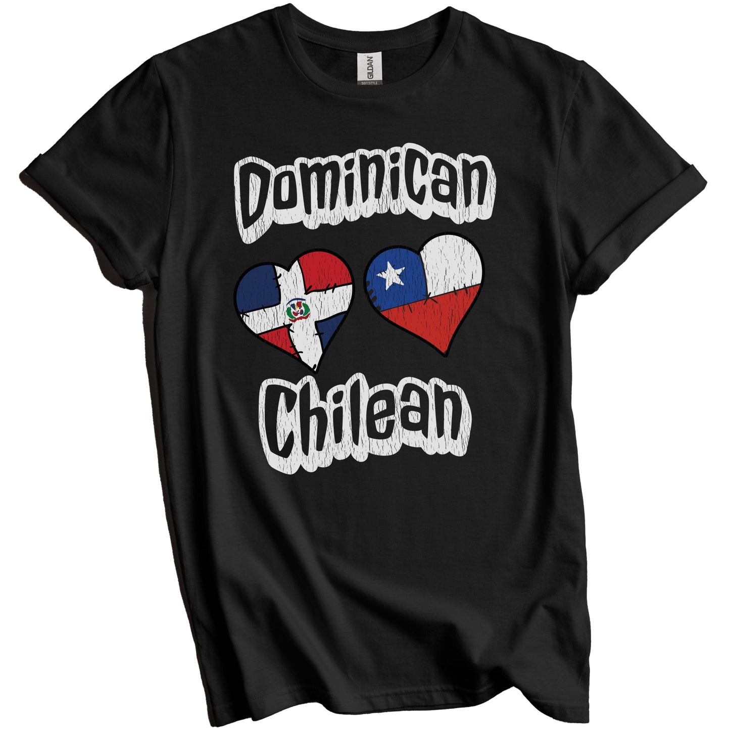 Dominican Chilean Flag Heart Combo Dominican Republic Chile Distressed T-Shirt