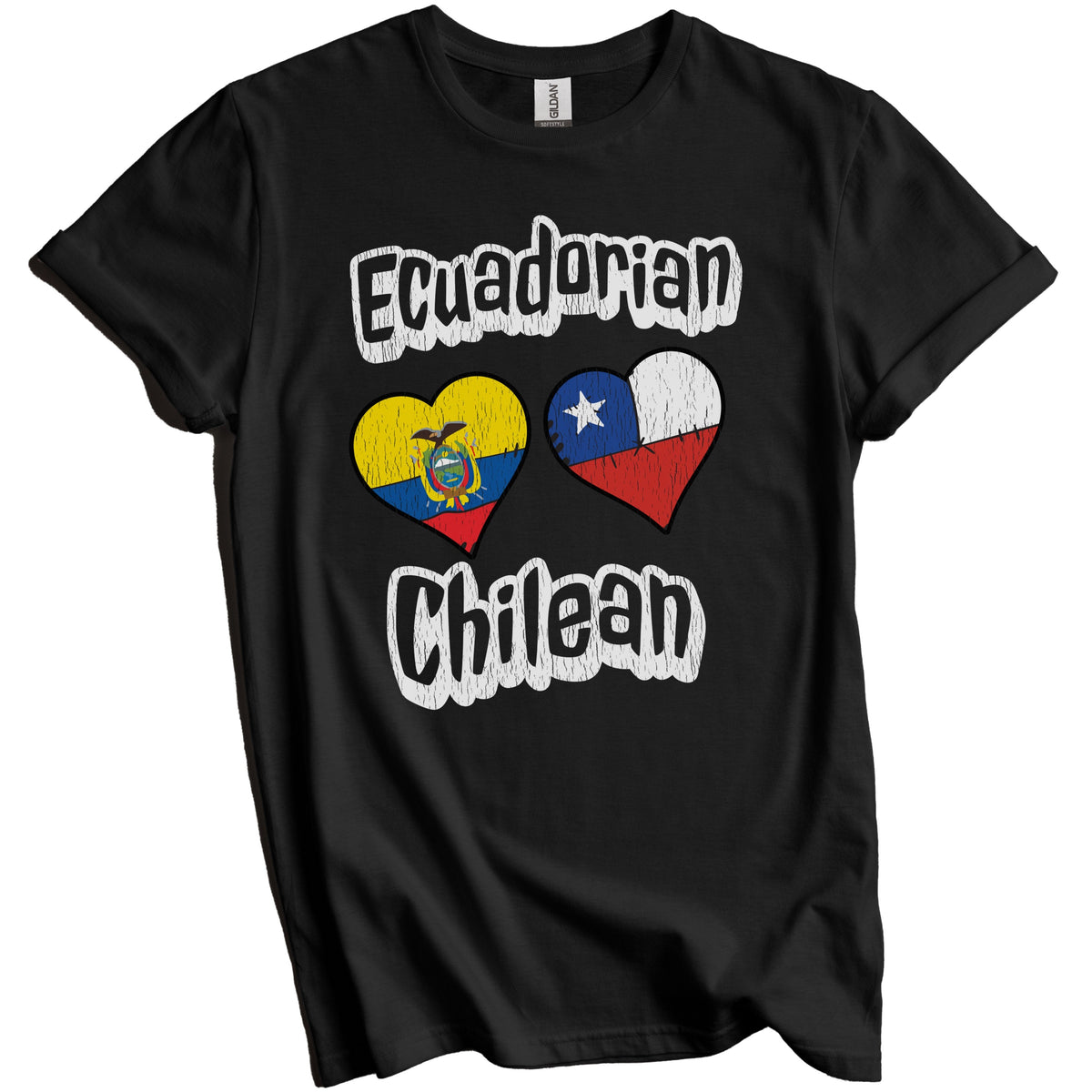 Ecuadorian Chilean Flag Heart Combo Ecuador Chile Distressed T-Shirt