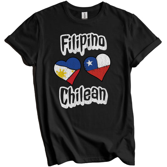 Filipino Chilean Flag Heart Combo Philippines Chile Distressed T-Shirt