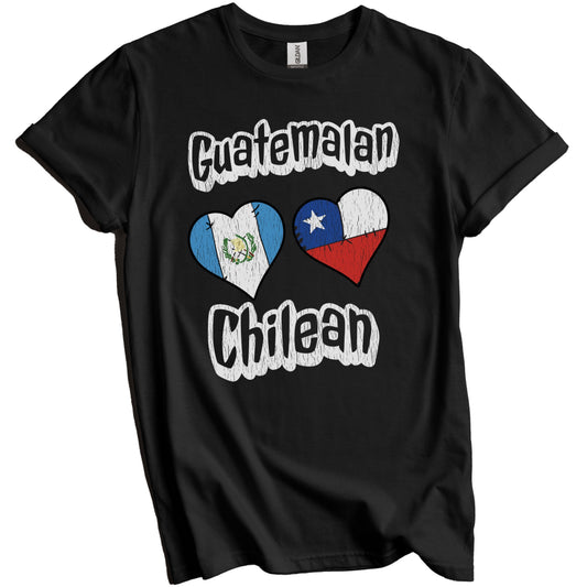 Guatemalan Chilean Flag Heart Combo Guatemala Chile Distressed T-Shirt
