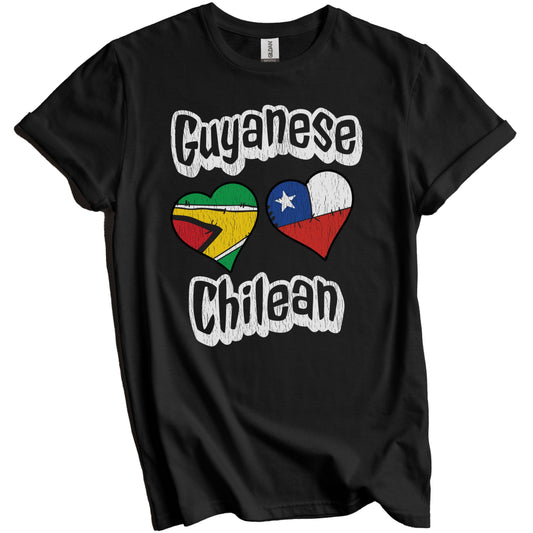 Guyanese Chilean Flag Heart Combo Guyana Chile Distressed T-Shirt