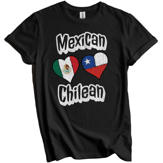 Mexican Chilean Flag Heart Combo Mexico Chile Distressed T-Shirt