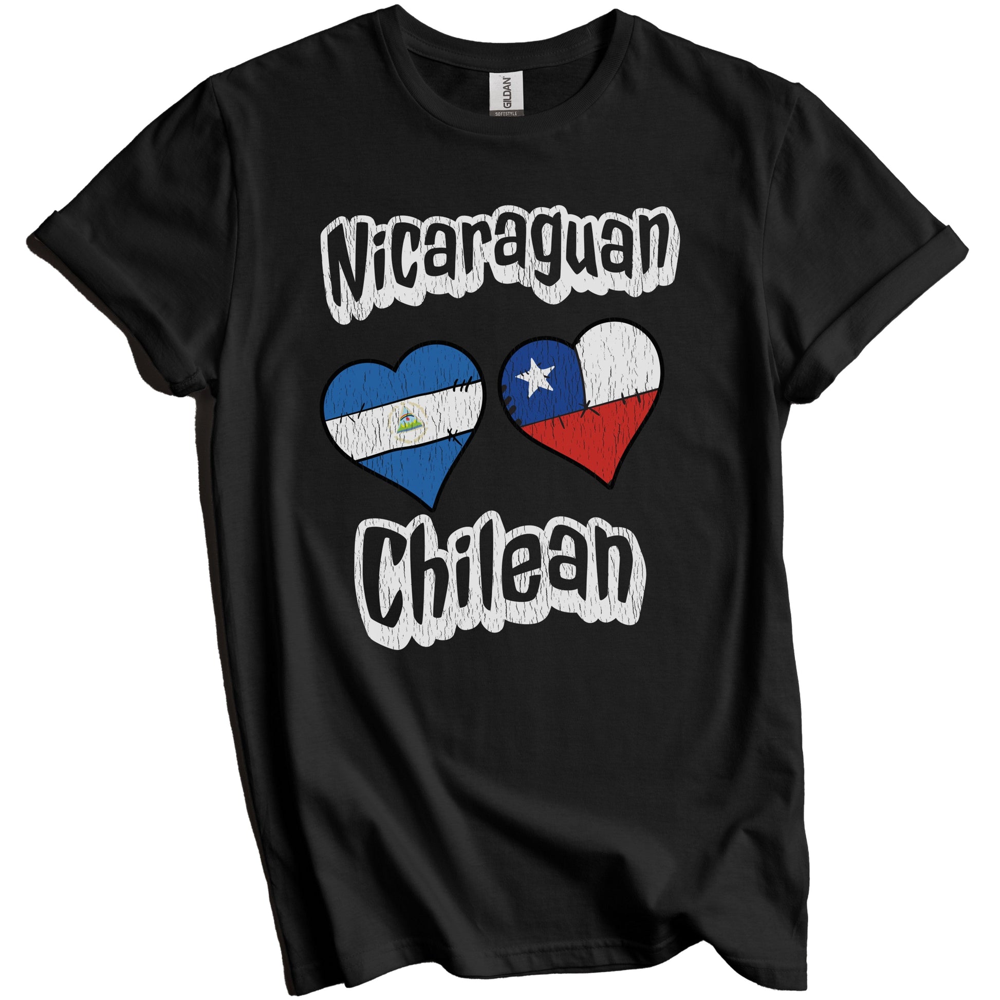 Nicaraguan Chilean Flag Heart Combo Nicaragua Chile Distressed T-Shirt