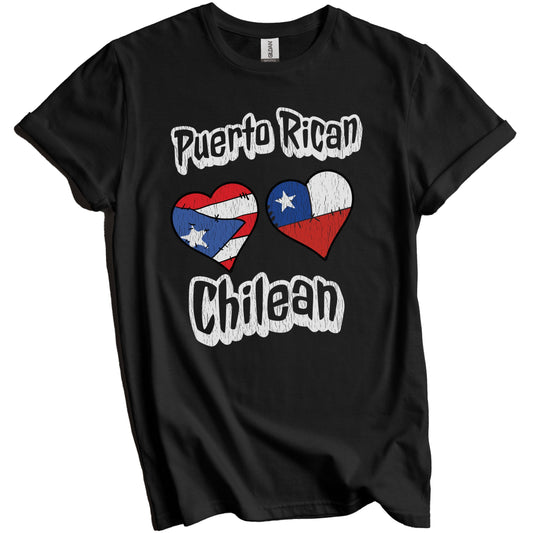 Puerto Rican Chilean Flag Heart Combo Puerto Rico Chile Distressed T-Shirt