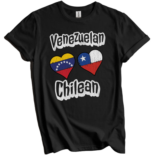 Venezuelan Chilean Flag Heart Combo Venezuela Chile Distressed T-Shirt