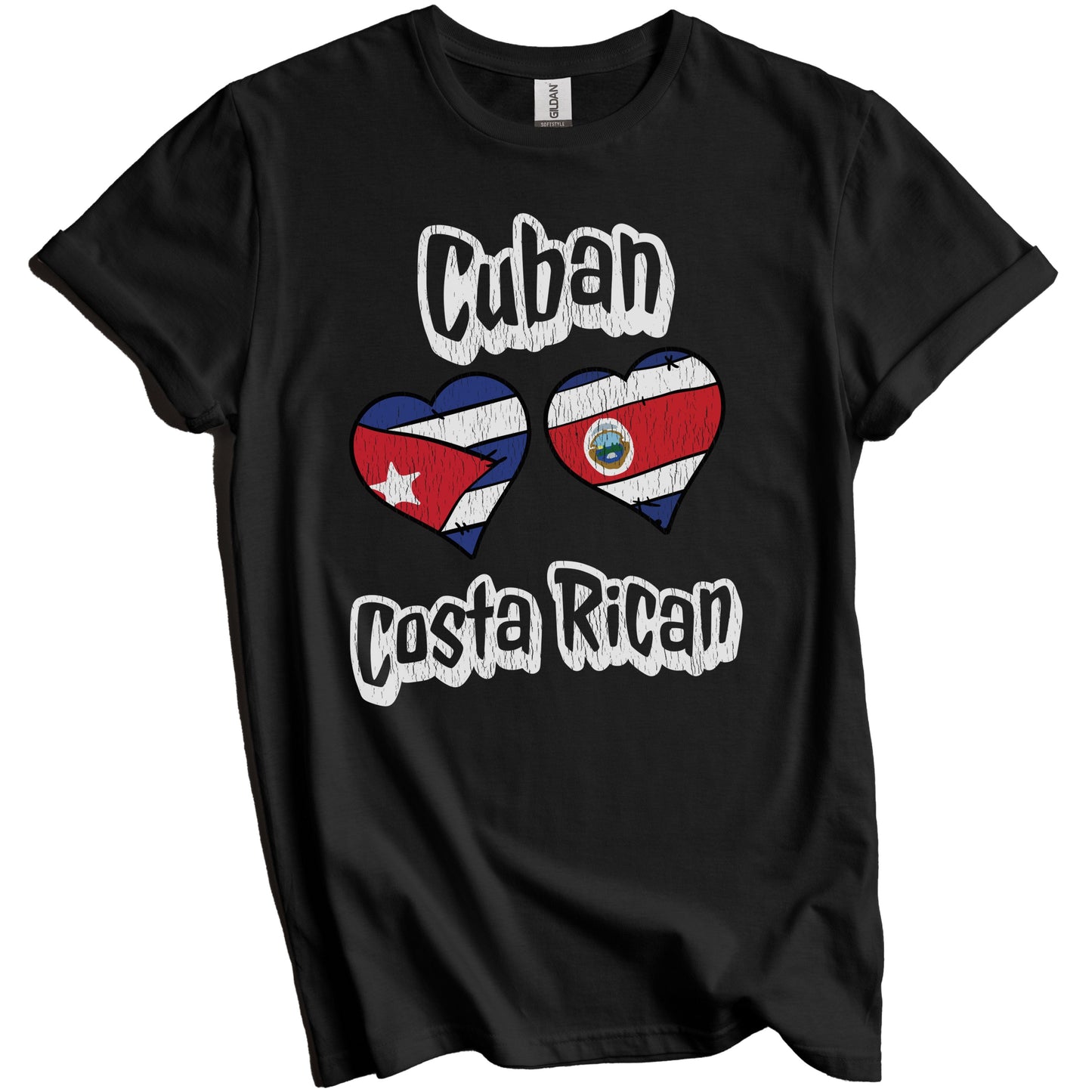 Cuban Costa Rican Flag Heart Combo Cuba Costa Rica Distressed T-Shirt