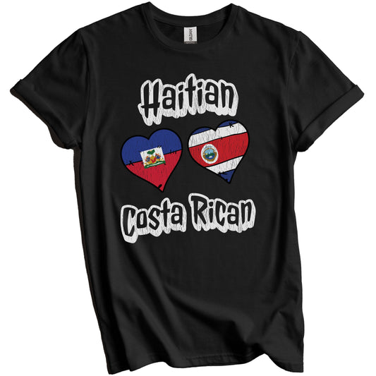 Haitian Costa Rican Flag Heart Combo Haiti Costa Rica Distressed T-Shirt