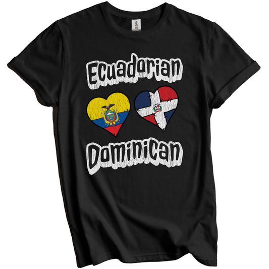 Ecuadorian Dominican Flag Hearts Ecuador Dominican Republic Distressed T-Shirt