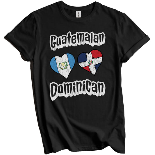 Guatemalan Dominican Hearts Guatemala Dominican Republic Distressed T-Shirt