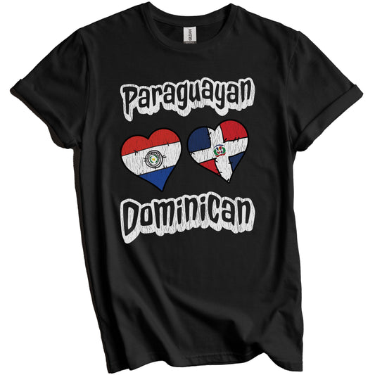Paraguayan Dominican Flag Hearts Paraguay Dominican Republic Distressed T-Shirt