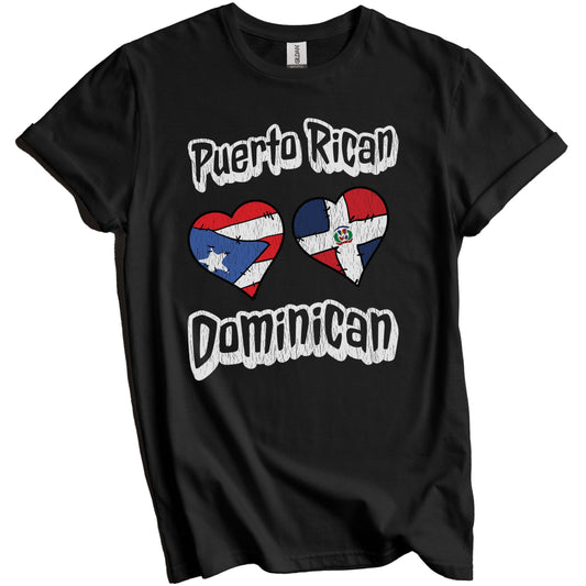 Puerto Rican Dominican Hearts Puerto Rico Dominican Republic Distressed T-Shirt
