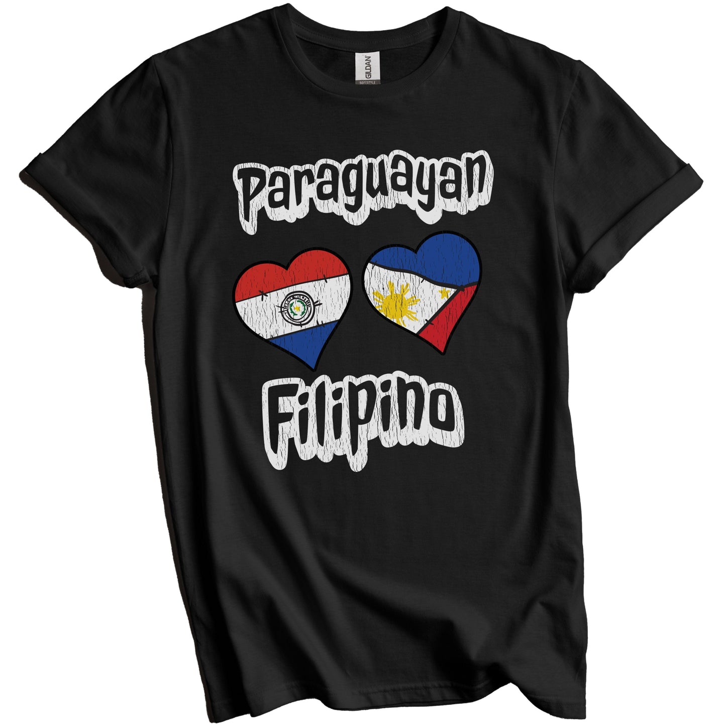 Paraguayan Filipino Flag Heart Combo Paraguay Philippines Distressed T-Shirt