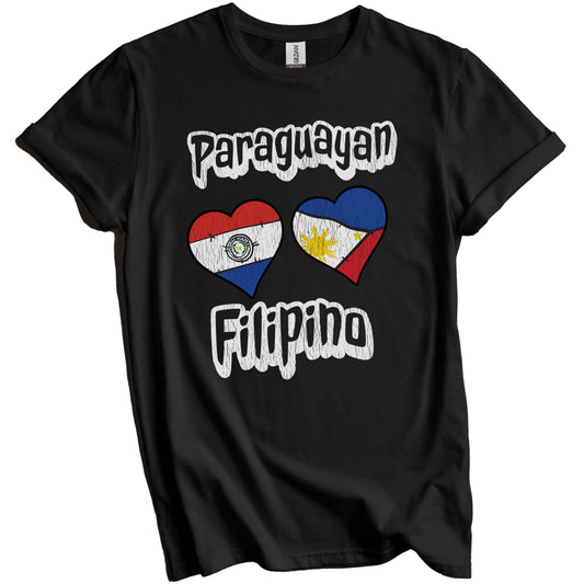 Paraguayan Filipino Flag Heart Combo Paraguay Philippines Distressed T-Shirt