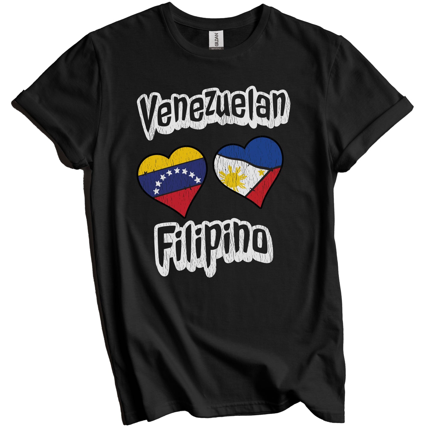 Venezuelan Filipino Flag Heart Combo Venezuela Philippines Distressed T-Shirt