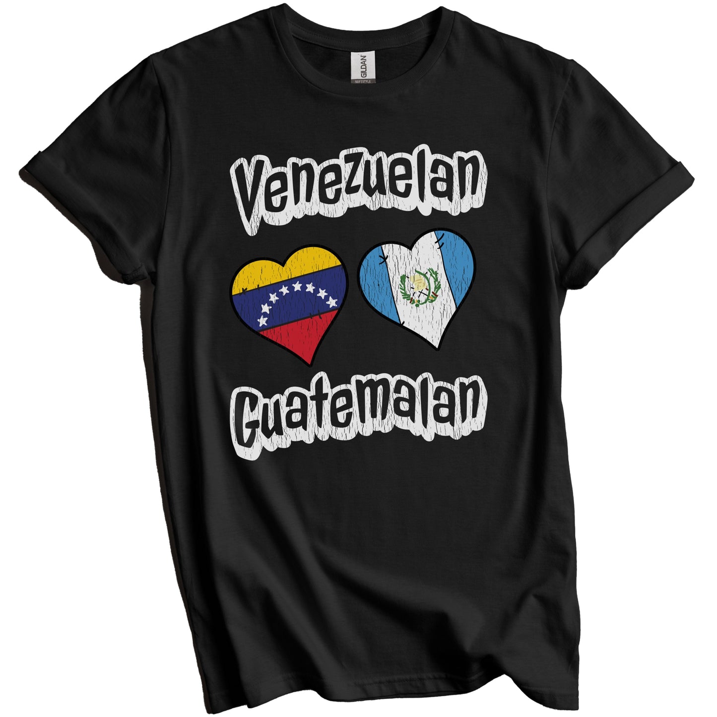 Venezuelan Guatemalan Flag Heart Combo Venezuela Guatemala Distressed T-Shirt