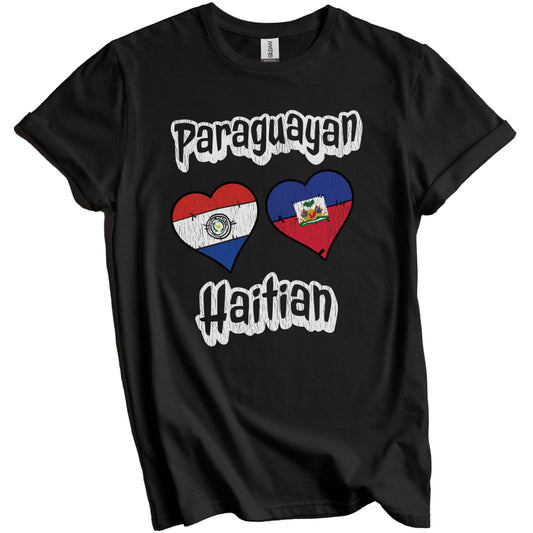 Paraguayan Haitian Flag Heart Combo Paraguay Haiti Distressed T-Shirt