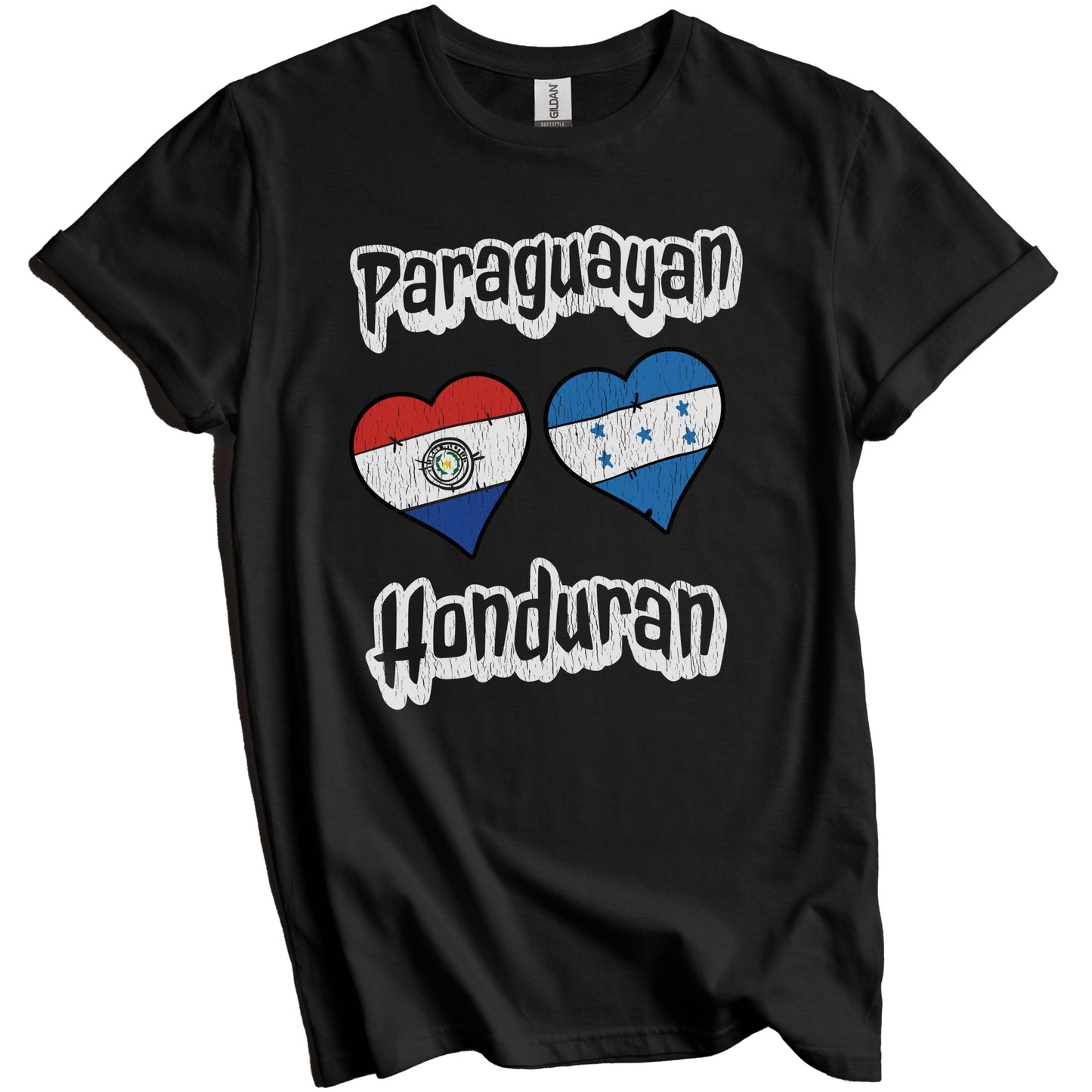 Paraguayan Honduran Flag Heart Combo Paraguay Honduras Distressed T-Shirt