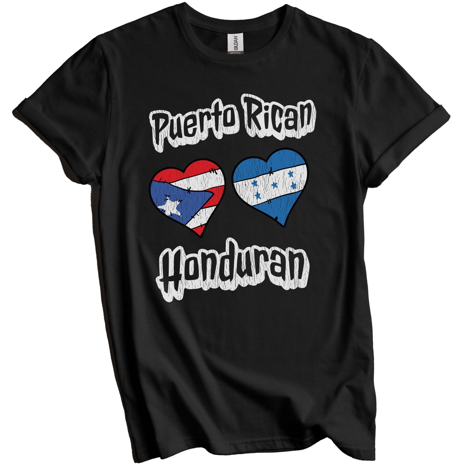 Puerto Rican Honduran Flag Heart Combo Puerto Rico Honduras Distressed T-Shirt