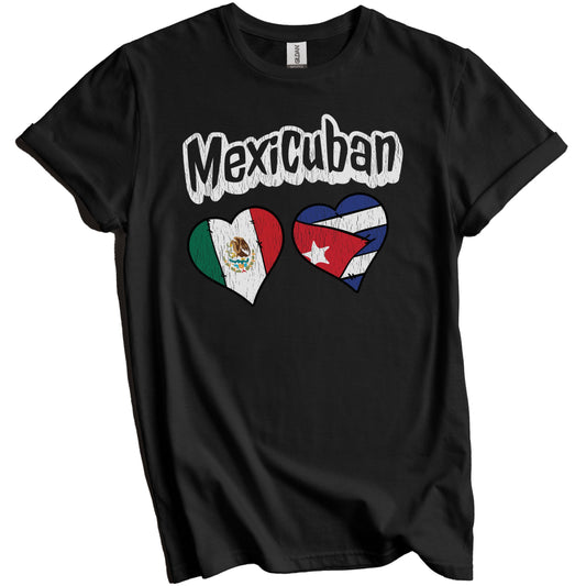Mexicuban Mexican Cuban Flag Heart Combo Mexico Cuba Distressed T-Shirt