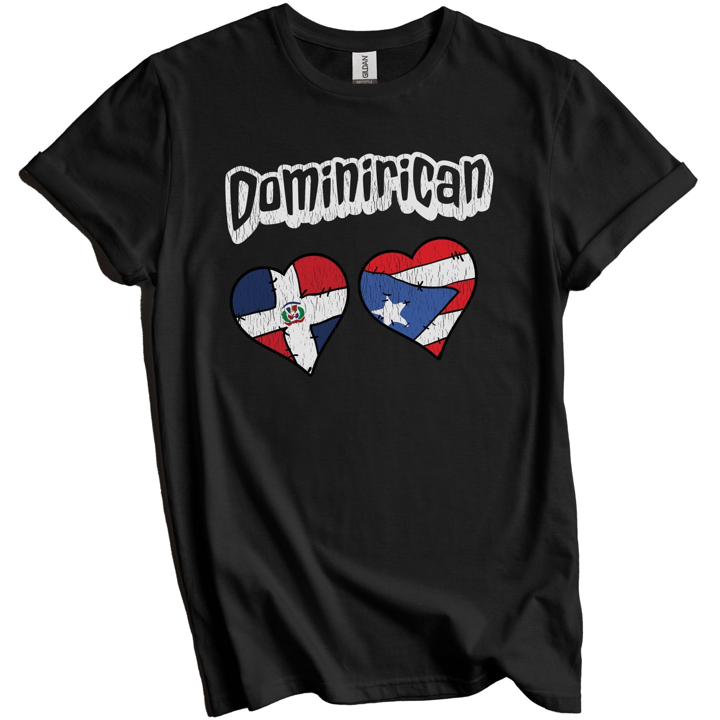 Dominirican Dominican Puerto Rican Flag Heart Combo Distressed T-Shirt