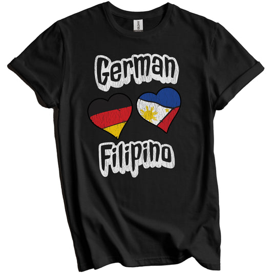 German Filipino Flag Heart Combo Germany Philippines Distressed T-Shirt