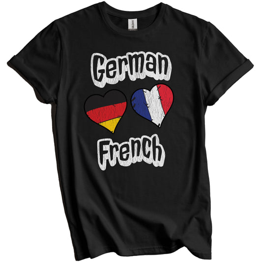 German French Flag Heart Combo Germany France Distressed T-Shirt