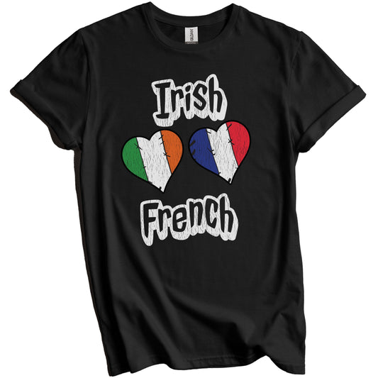 Irish French Flag Heart Combo Ireland France Distressed T-Shirt