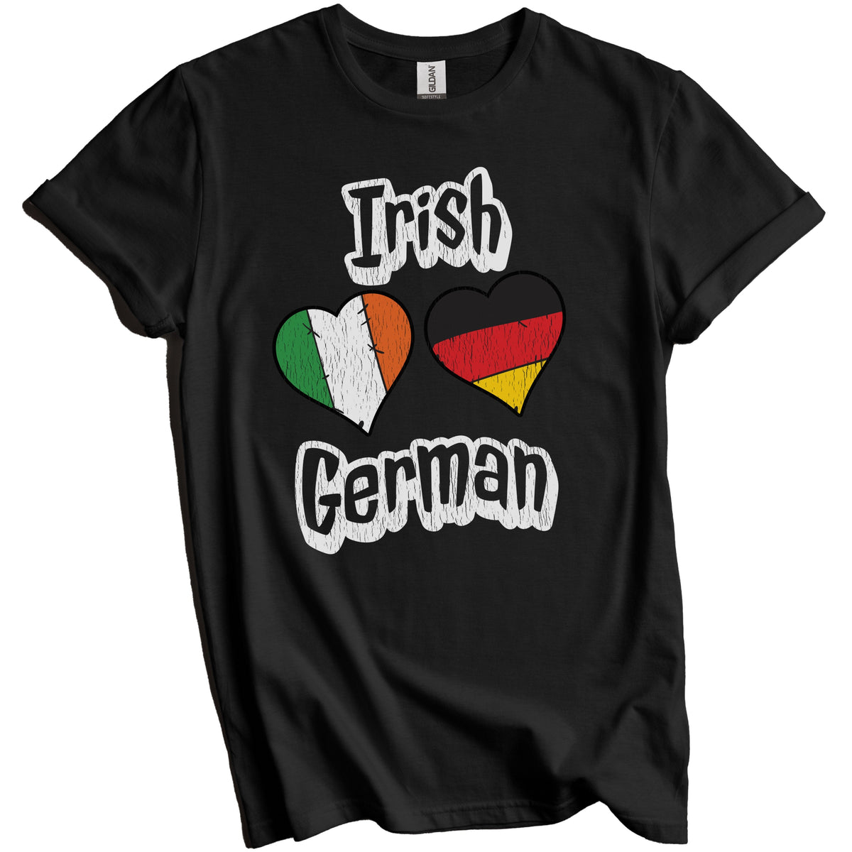 Irish German Flag Heart Combo Ireland Germany Distressed T-Shirt