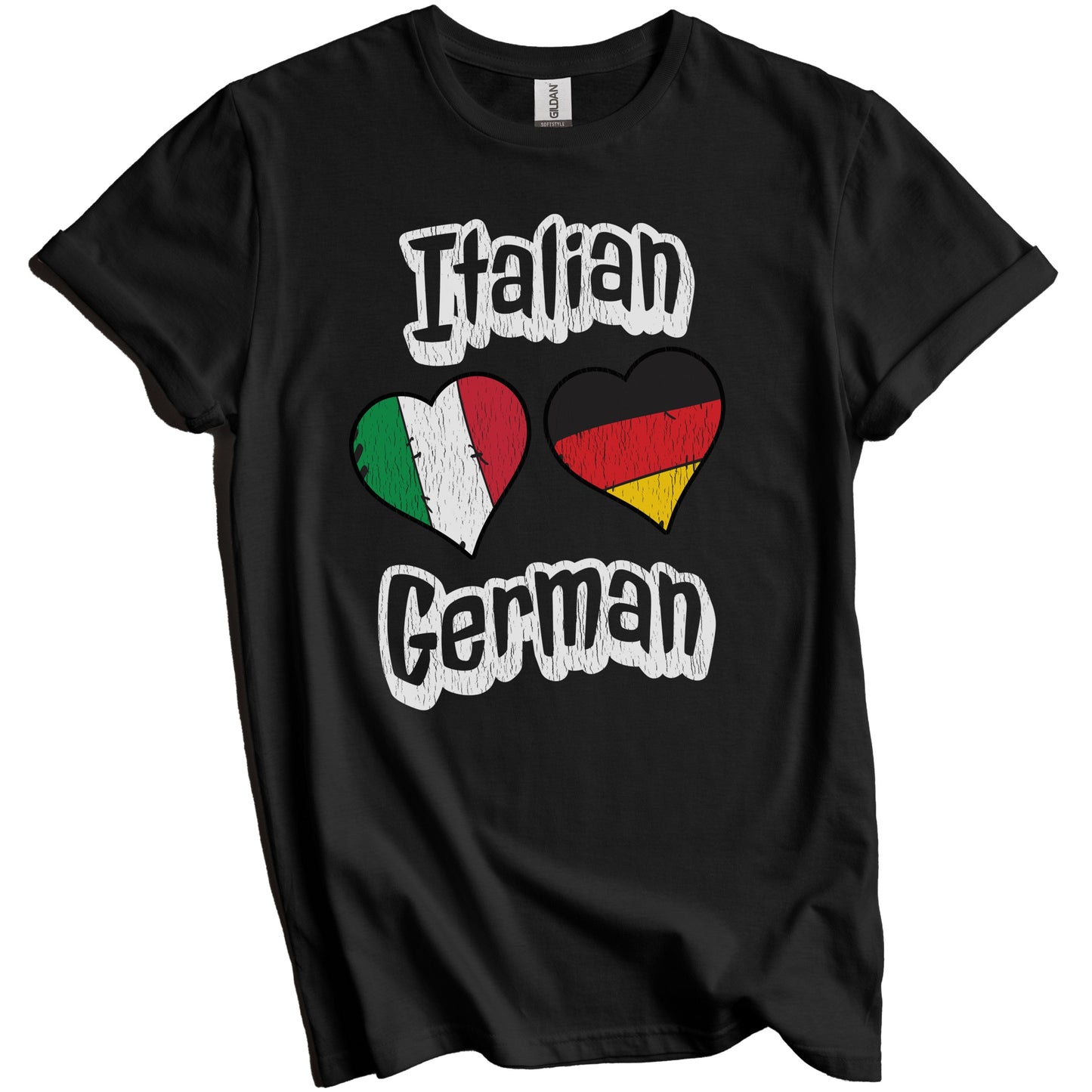 Italian German Flag Heart Combo Italy Germany Distressed T-Shirt