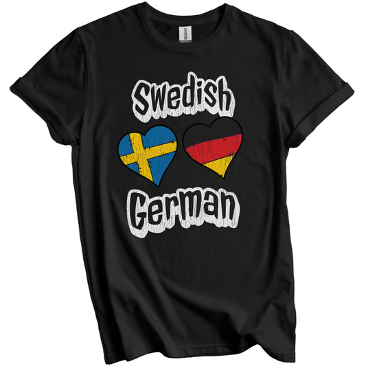 Swedish German Flag Heart Combo Sweden Germany Distressed T-Shirt