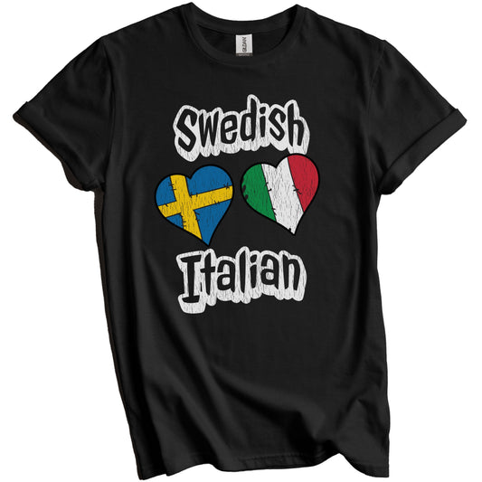 Swedish Italian Flag Heart Combo Sweden Italy Distressed T-Shirt