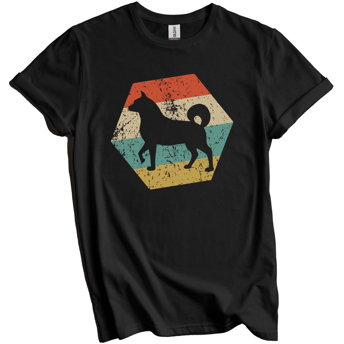 Akita Inu Dog Breed Retro Distressed Hexagon T-Shirt
