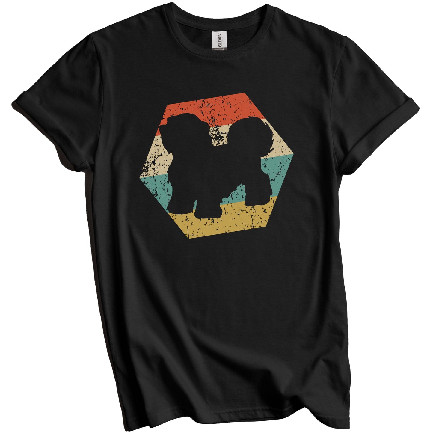 Havanese Dog Breed Retro Distressed Hexagon T-Shirt