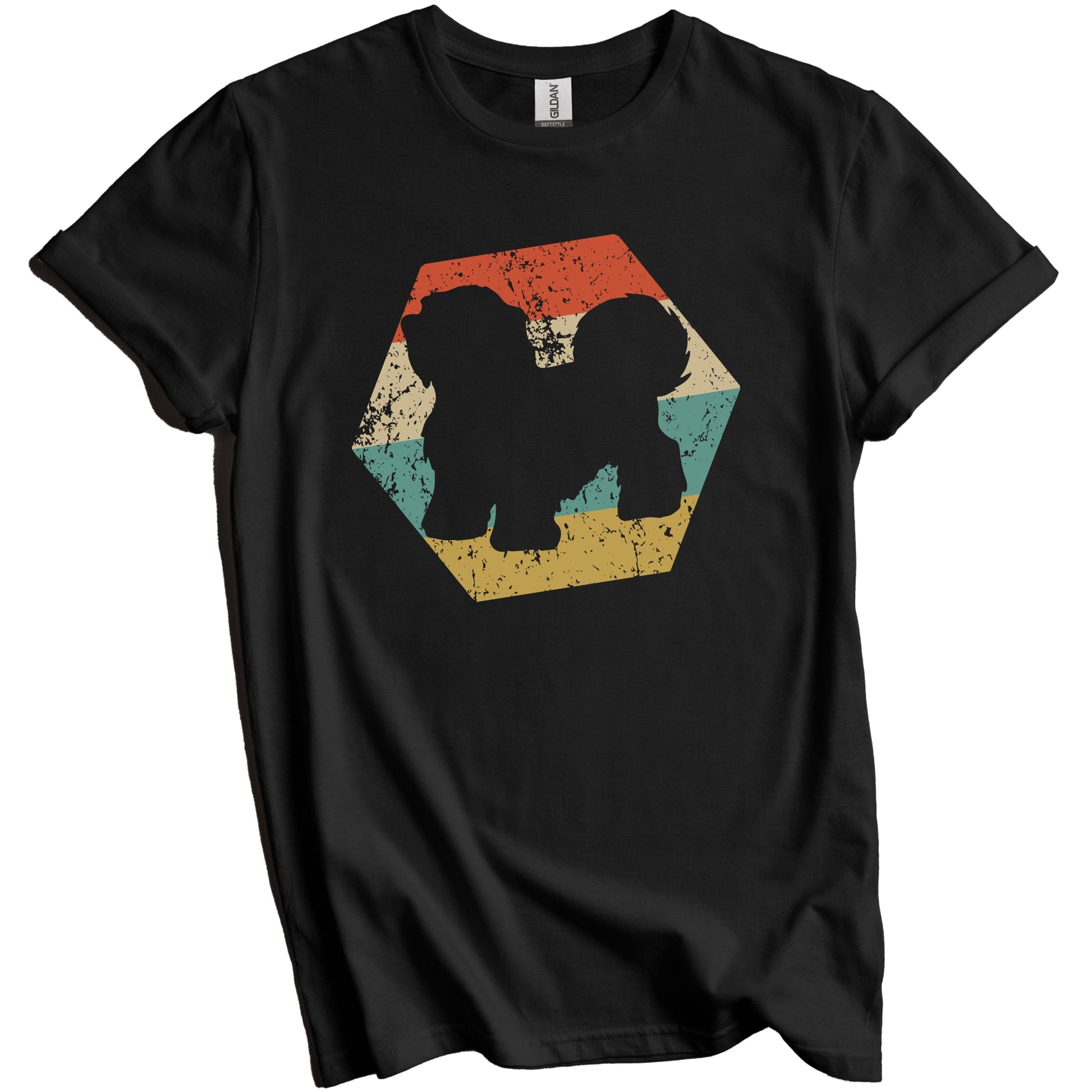 Havanese Dog Breed Retro Distressed Hexagon T-Shirt