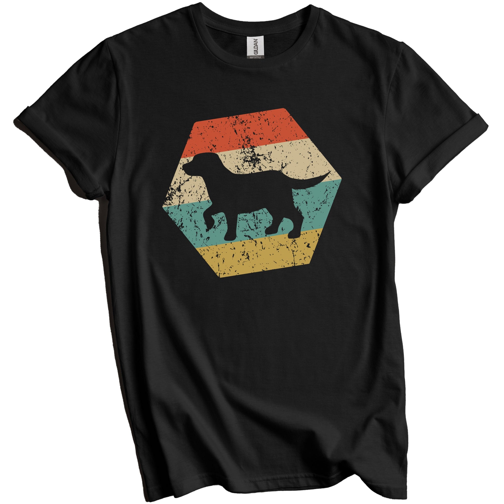 Labrador Retriever Dog Breed Retro Distressed Hexagon T-Shirt