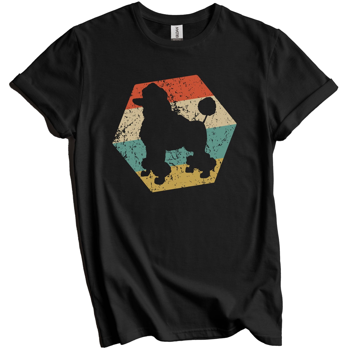 Poodle Dog Breed Retro Distressed Hexagon T-Shirt