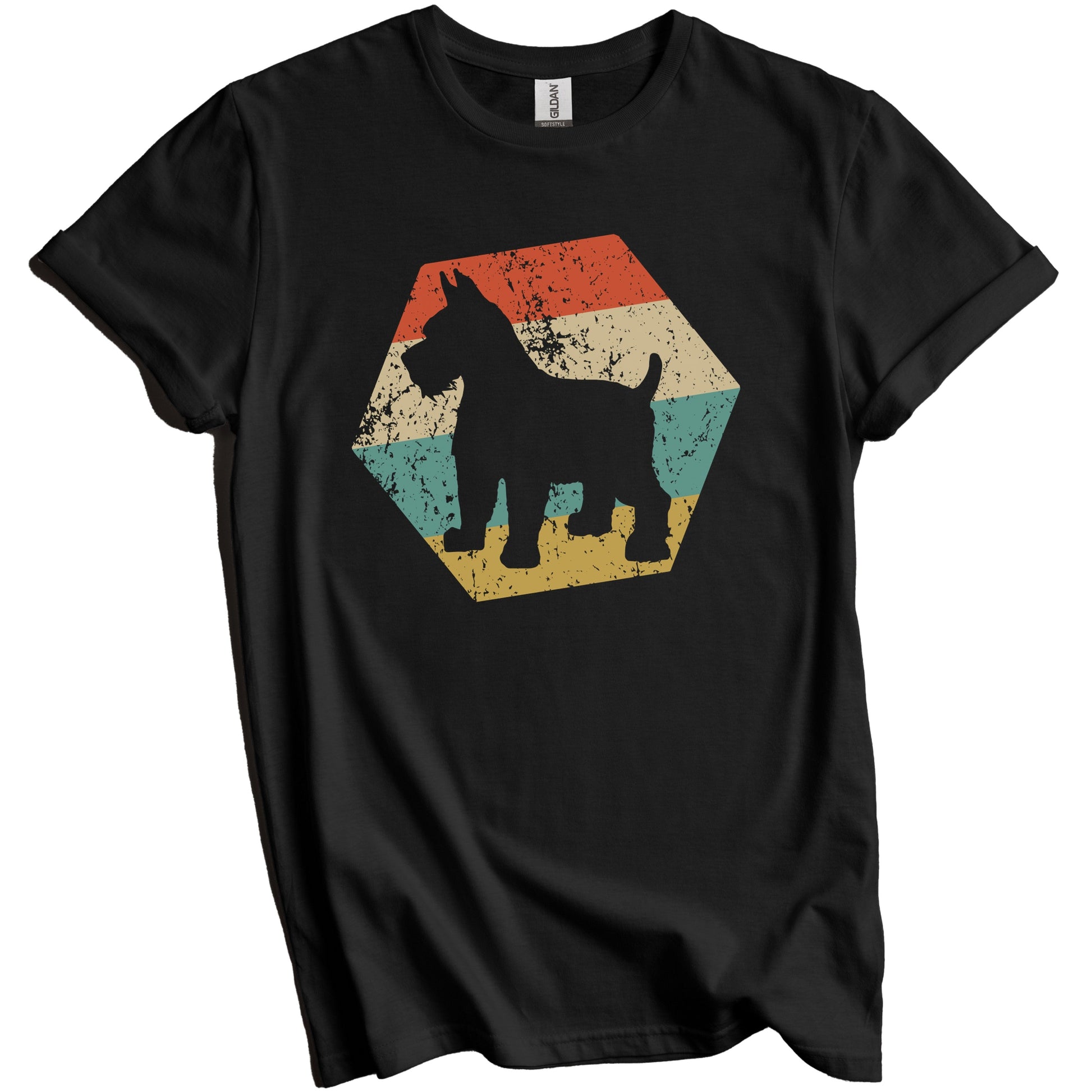 Schnauzer Dog Breed Retro Distressed Hexagon T-Shirt