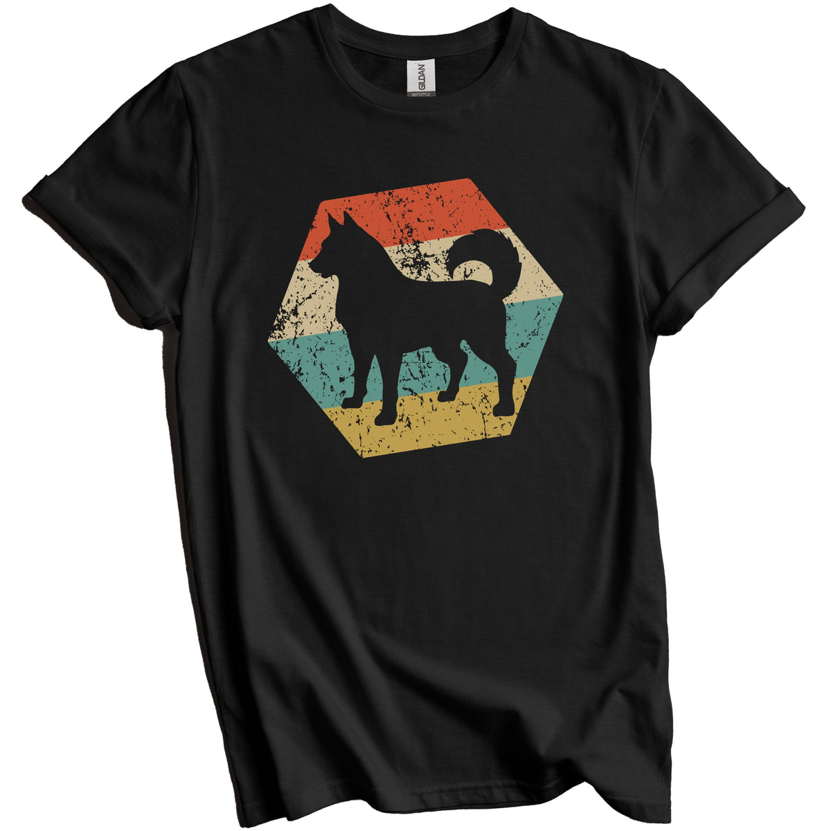 Siberian Husky Dog Breed Retro Distressed Hexagon T-Shirt