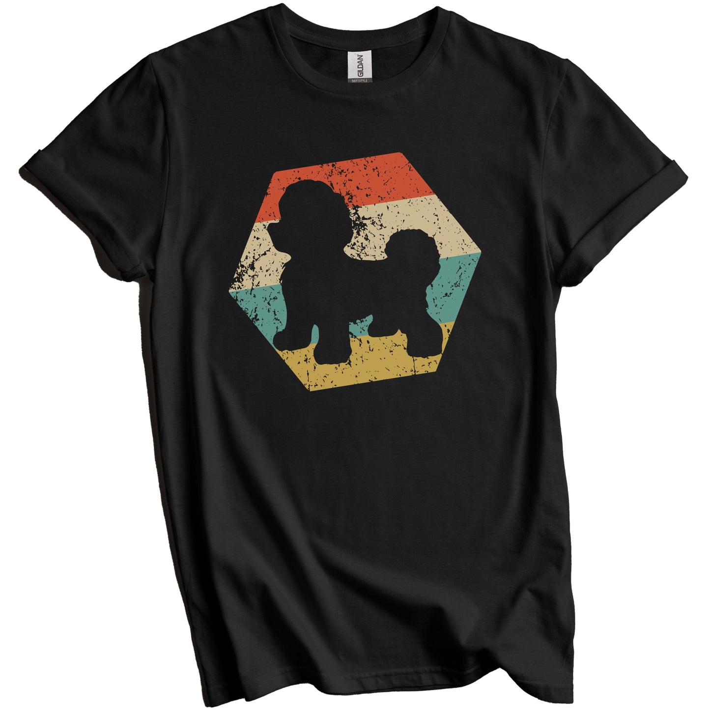 Bichon Frise Dog Breed Retro Distressed Hexagon T-Shirt