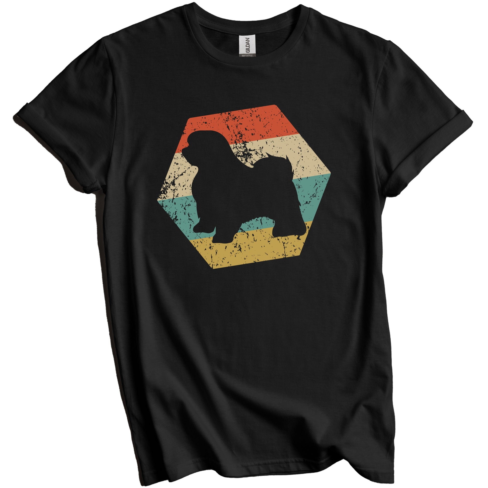 Maltese Dog Breed Retro Distressed Hexagon T-Shirt