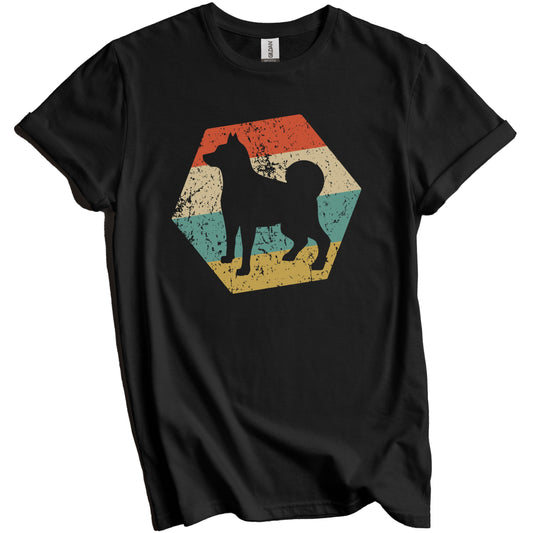 Norwegian Elkhound Dog Breed Retro Distressed Hexagon T-Shirt