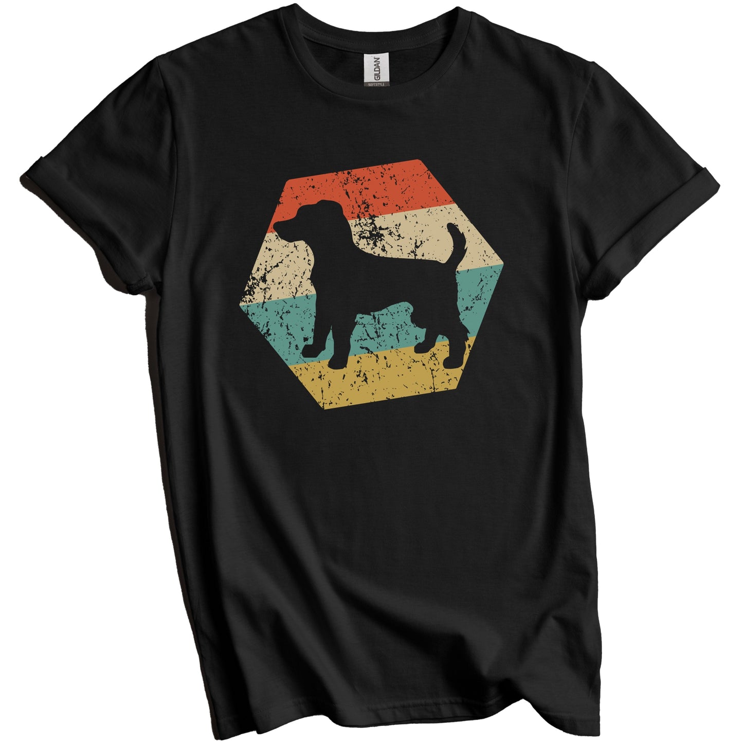 Parson Russell Terrier Dog Breed Retro Distressed Hexagon T-Shirt