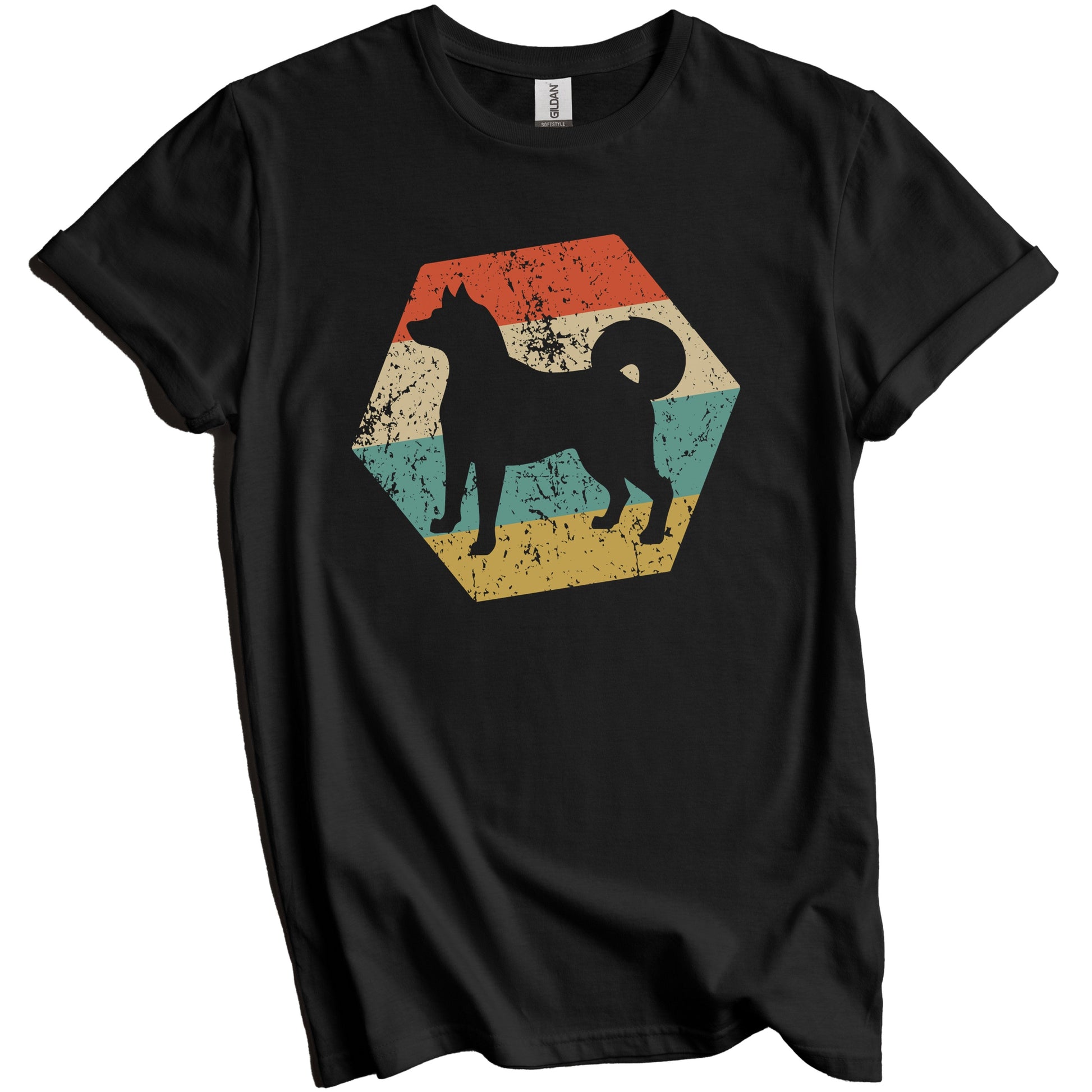 Shiba Inu Dog Breed Retro Distressed Hexagon T-Shirt