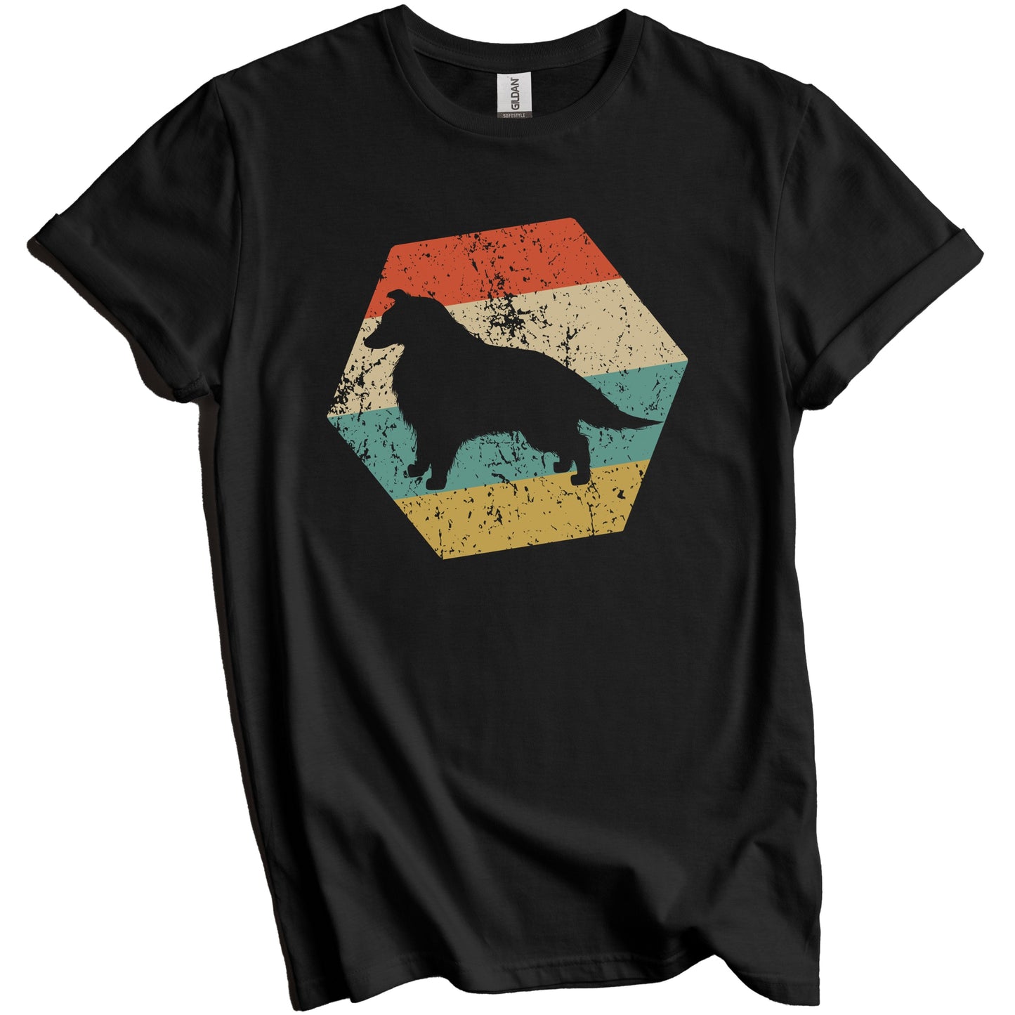 Collie Dog Breed Retro Distressed Hexagon T-Shirt
