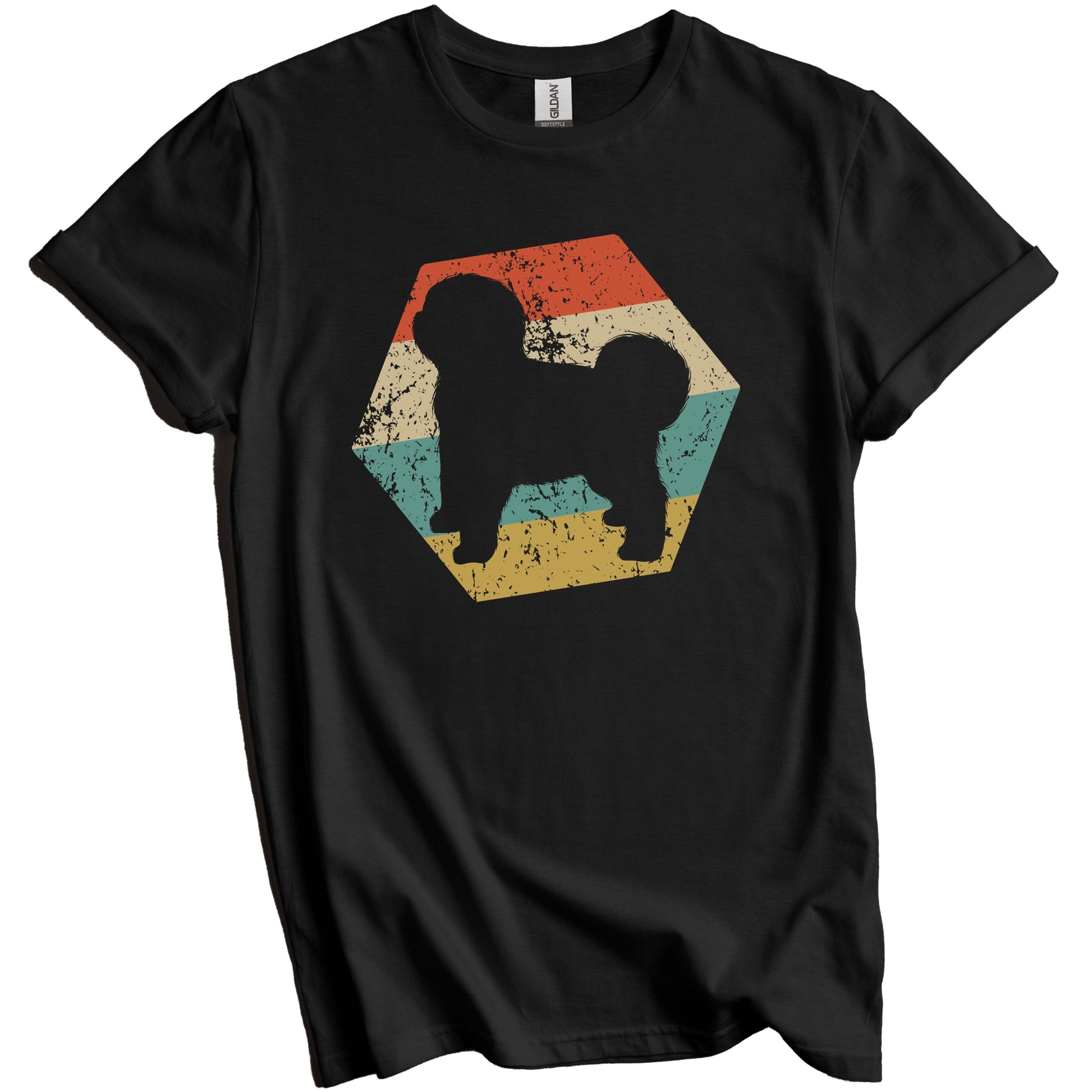 Old English Sheepdog Dog Breed Retro Distressed Hexagon T-Shirt