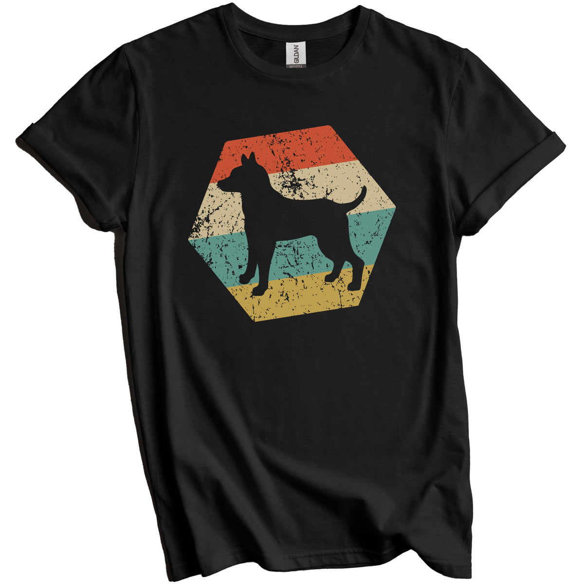 Rat Terrier Dog Breed Retro Distressed Hexagon T-Shirt